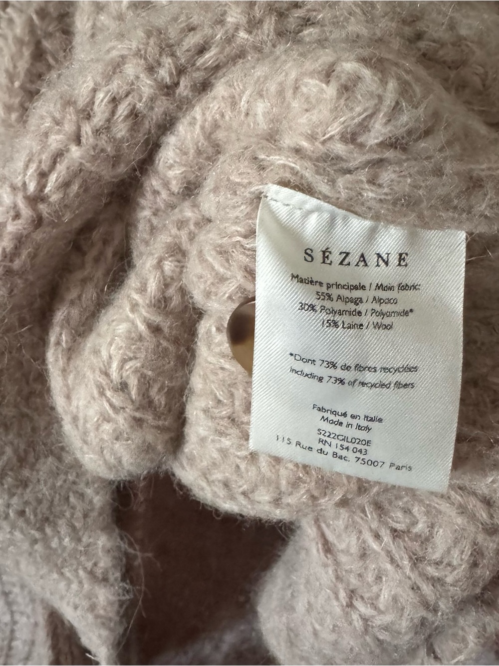 Sezane Basile Cardigan Knit Light Beige Oatmeal - Picture 7 of 9